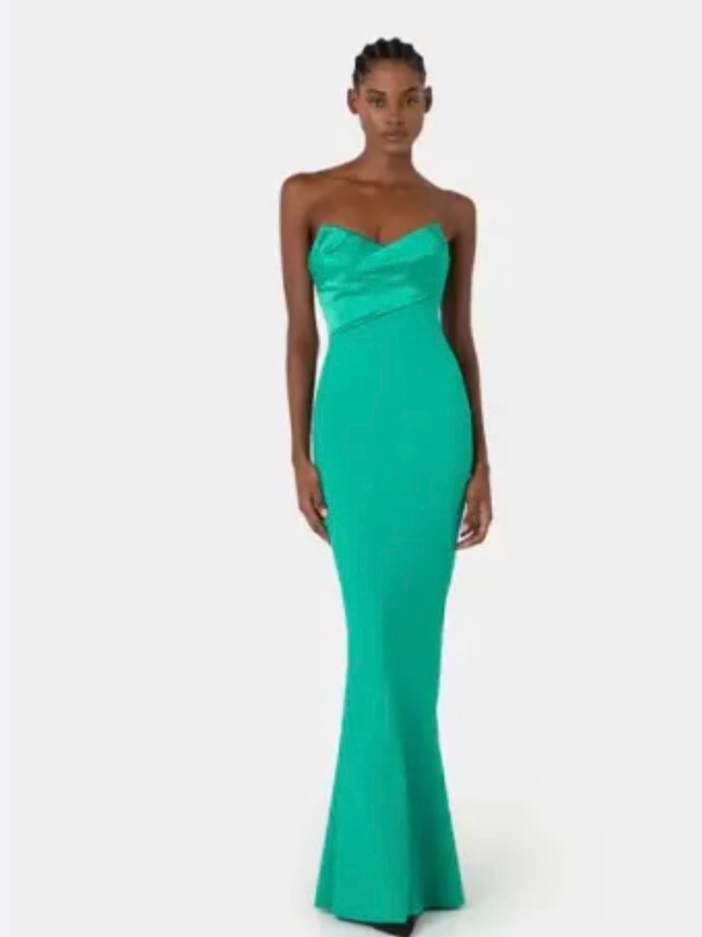 Chiara Boni Bairei Strapless Trumpet Gown in Emeraldo Sz 44 (8) MSRP $1190